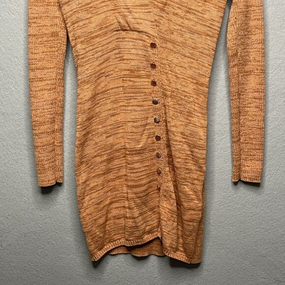 Obey Womens Long Sleeve Knit Cardigan Dress M V-Neck Button Front Rust Pink - Picture 3 of 9